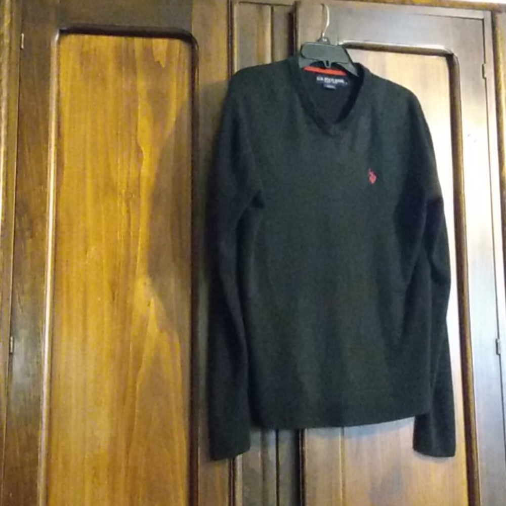 US polo association black sweater with red logo
